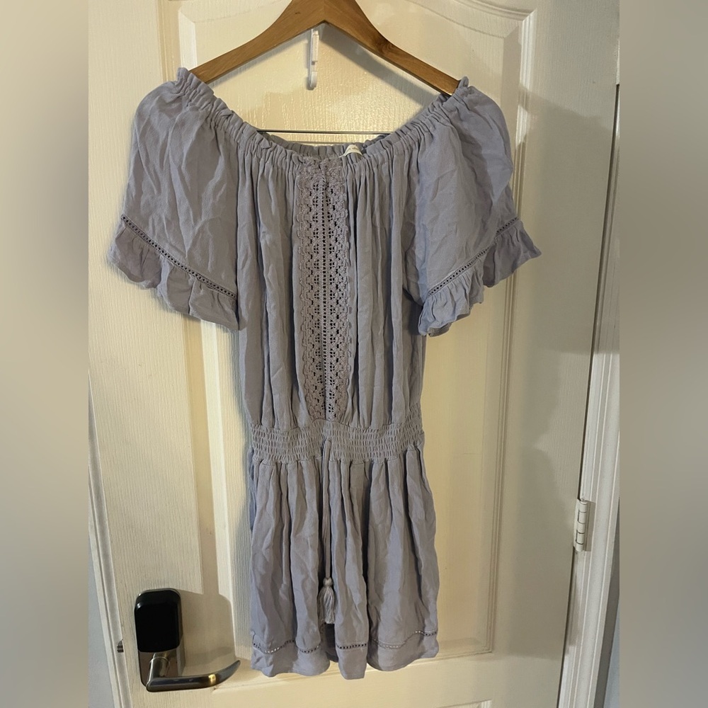 Ocean Drive Light Blue Off-Shoulder Romper